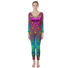 Years Of Peace Living In A Paradise Of Calm And Colors Long Sleeve Catsuit
