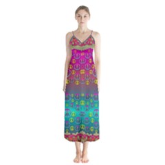 Years Of Peace Living In A Paradise Of Calm And Colors Button Up Chiffon Maxi Dress by pepitasart