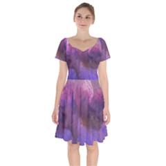 Ultra Violet Dream Girl Short Sleeve Bardot Dress by NouveauDesign