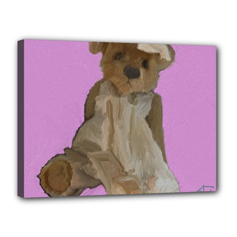 Ginger The Teddy Bear, By Julie Grimshaw 2018 Canvas 16  X 12  by JULIEGRIMSHAWARTS