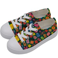 Presents Gifts Background Colorful Kids  Low Top Canvas Sneakers by Nexatart