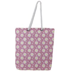 Daisy Dots Pink Full Print Rope Handle Tote (large) by snowwhitegirl