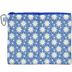 Daisy Dots Blue Canvas Cosmetic Bag (xxxl) by snowwhitegirl