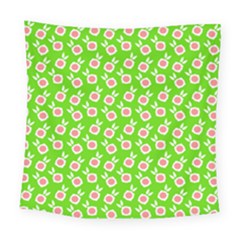 Square Flowers Green Square Tapestry (large)