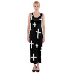 White Cross Fitted Maxi Dress
