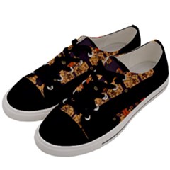 Geisha With Friends In Lotus Garden Having A Calm Evening Men s Low Top Canvas Sneakers by pepitasart