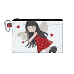 Cupid Girl Canvas Cosmetic Bag (medium) by Valentinaart
