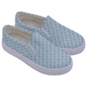 Pink Flowers Blue Kids  Canvas Slip Ons View3