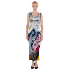 Abstract Art Detail Painting Fitted Maxi Dress by Nexatart