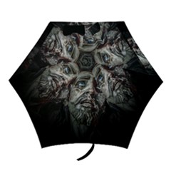 Jesuschrist Face Dark Poster Mini Folding Umbrellas by dflcprints
