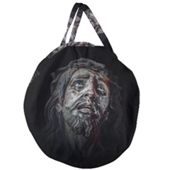 Jesuschrist Face Dark Poster Giant Round Zipper Tote by dflcprints