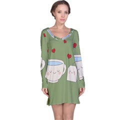 Cute Tea Long Sleeve Nightdress by Valentinaart