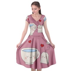Cute Tea Cap Sleeve Wrap Front Dress by Valentinaart