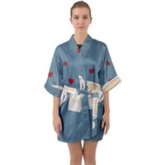 Cute Tea Quarter Sleeve Kimono Robe by Valentinaart