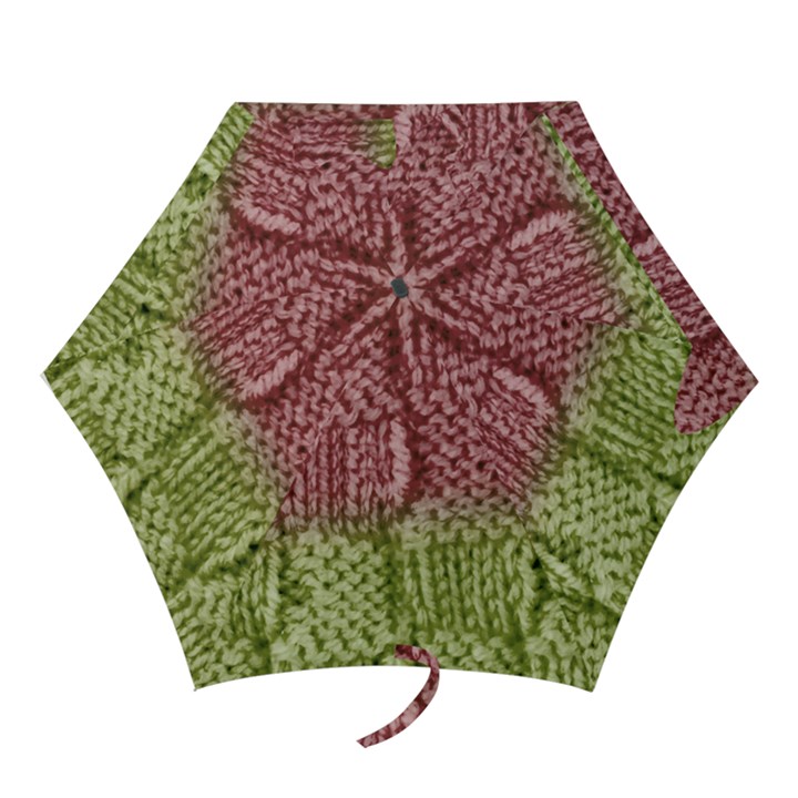 Knitted Wool Square Pink Green Mini Folding Umbrellas