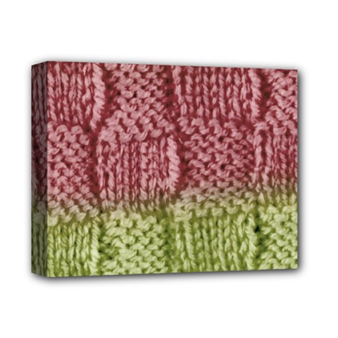 Knitted Wool Square Pink Green Deluxe Canvas 14  X 11  by snowwhitegirl