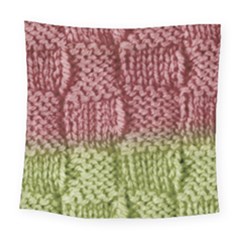 Knitted Wool Square Pink Green Square Tapestry (large)