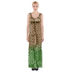 Knitted Wool Square Beige Green Maxi Thigh Split Dress by snowwhitegirl