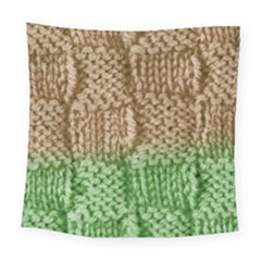 Knitted Wool Square Beige Green Square Tapestry (large)