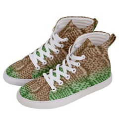 Knitted Wool Square Beige Green Women s Hi-top Skate Sneakers by snowwhitegirl