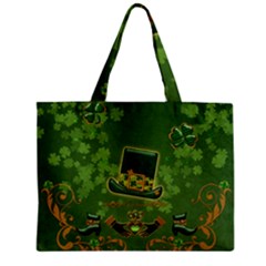 Happy St  Patrick s Day With Clover Zipper Mini Tote Bag by FantasyWorld7
