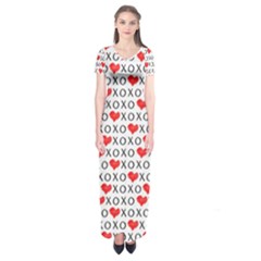 Xoxo Valentines Day Pattern Short Sleeve Maxi Dress by Valentinaart