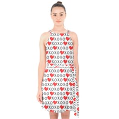 Xoxo Valentines Day Pattern Halter Collar Waist Tie Chiffon Dress by Valentinaart