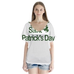  St  Patricks Day  V-neck Flutter Sleeve Top by Valentinaart