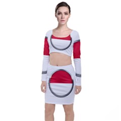 Monaco Or Indonesia Country Nation Nationality Long Sleeve Crop Top & Bodycon Skirt Set by Nexatart
