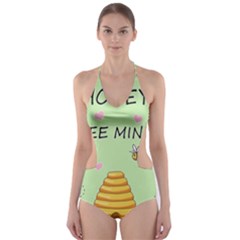 Bee Mine Valentines Day Cut-out One Piece Swimsuit by Valentinaart