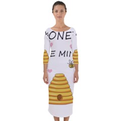 Bee Mine Valentines Day Quarter Sleeve Midi Bodycon Dress by Valentinaart