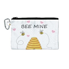 Bee Mine Valentines Day Canvas Cosmetic Bag (medium) by Valentinaart