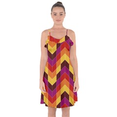 Geometric Pattern Triangle Ruffle Detail Chiffon Dress by Nexatart