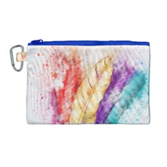 Feathers Bird Animal Art Abstract Canvas Cosmetic Bag (large) by Nexatart