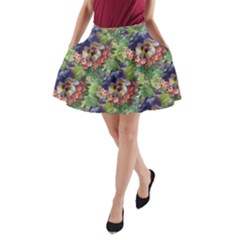 Background Square Flower Vintage A-line Pocket Skirt by Nexatart