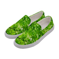 Green Wood The Leaves Twig Leaf Texture Women s Canvas Slip Ons by Nexatart