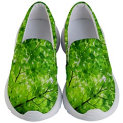 Green Wood The Leaves Twig Leaf Texture Kid s Lightweight Slip Ons by Nexatart