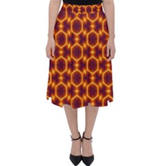 Black And Orange Diamond Pattern Folding Skater Skirt by Fractalsandkaleidoscopes