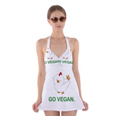 Go Vegan - Cute Chick  Halter Dress Swimsuit  by Valentinaart