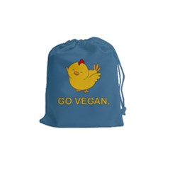 Go Vegan - Cute Chick  Drawstring Pouches (medium)  by Valentinaart