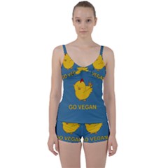 Go Vegan - Cute Chick  Tie Front Two Piece Tankini by Valentinaart
