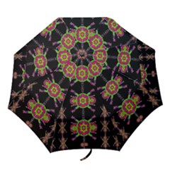 Paradise Flowers In A Decorative Jungle Folding Umbrellas by pepitasart