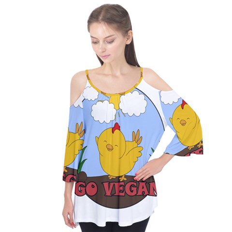Go Vegan - Cute Chick  Flutter Tees by Valentinaart