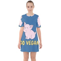 Go Vegan - Cute Pig Sixties Short Sleeve Mini Dress by Valentinaart