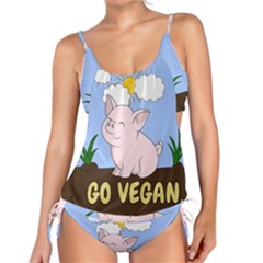 Go Vegan - Cute Pig Tankini Set by Valentinaart