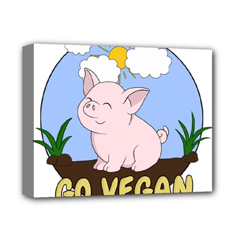 Go Vegan - Cute Pig Deluxe Canvas 14  X 11  by Valentinaart