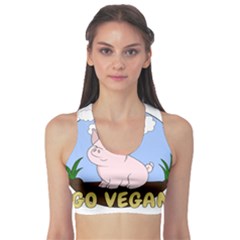 Go Vegan - Cute Pig Sports Bra by Valentinaart