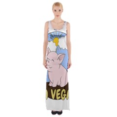 Go Vegan - Cute Pig Maxi Thigh Split Dress by Valentinaart