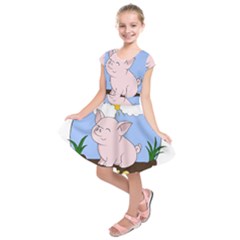 Go Vegan - Cute Pig Kids  Short Sleeve Dress by Valentinaart
