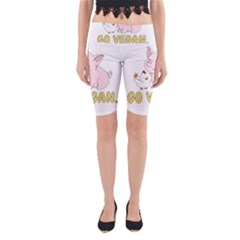 Go Vegan - Cute Pig And Chicken Yoga Cropped Leggings by Valentinaart